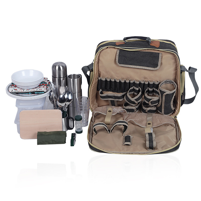 Camping Cooking Set With Bag - 휴대용 고급 캠핑 피크닉 식기 세트,