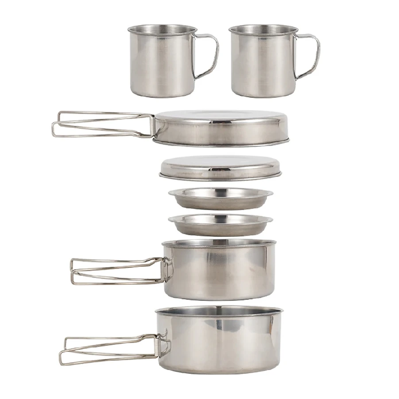 Camping Cooking Set With Bag - 8개/세트 캠핑 조리기구 세트 스테인리스 스틸