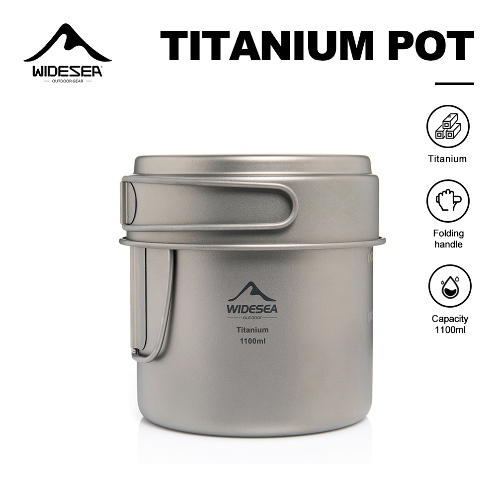 Camping Cooking Tool Set - Widesea 초경량 티타늄 캠핑 냄비 1100ml