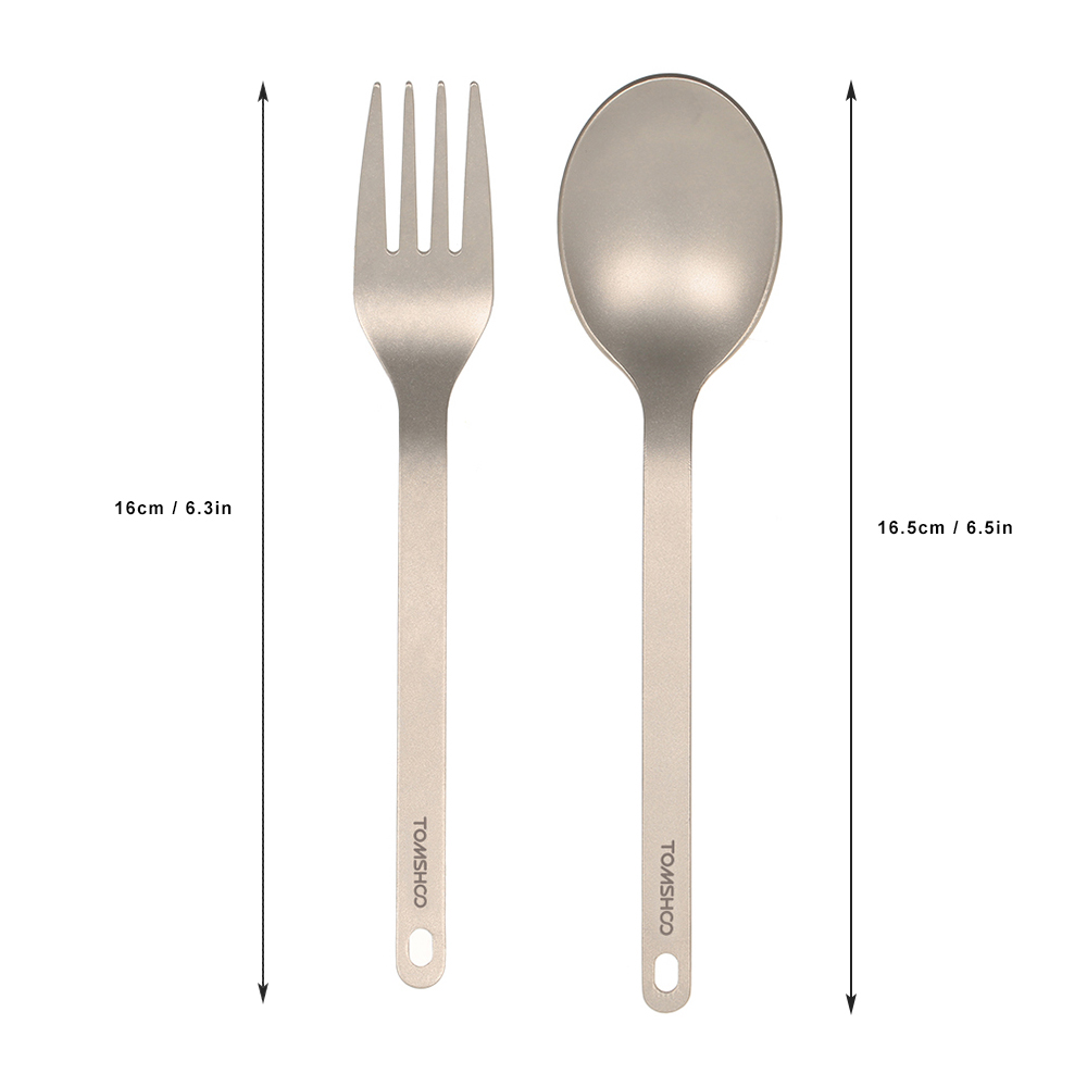Camping Cooking Cutlery Set - TOMSHOO 티타늄 식기 저녁 식사 숟가락