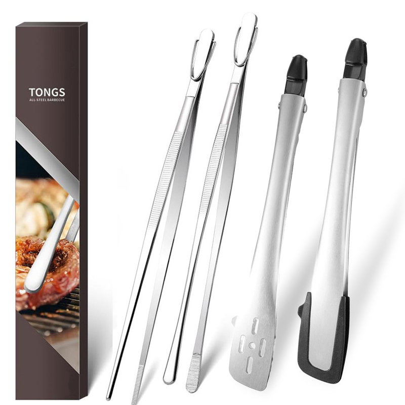 Camping Cooking Tips - 11인치 스테인리스 스틸 음식 집게 실리콘