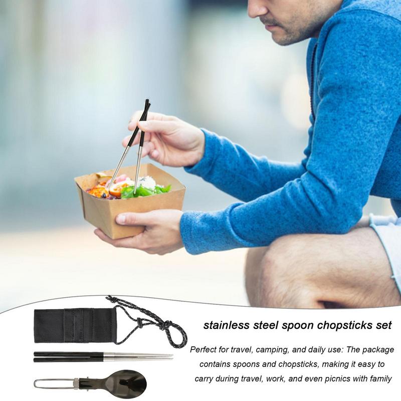 Camping Cooking Cutlery Set - 접이식 숟가락 젓가락 여행 캠핑 식사