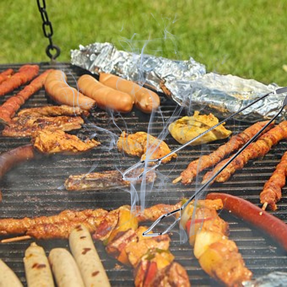 Camping Cooking Tips - 캠핑 도구 16인치 바베큐 집게 은색