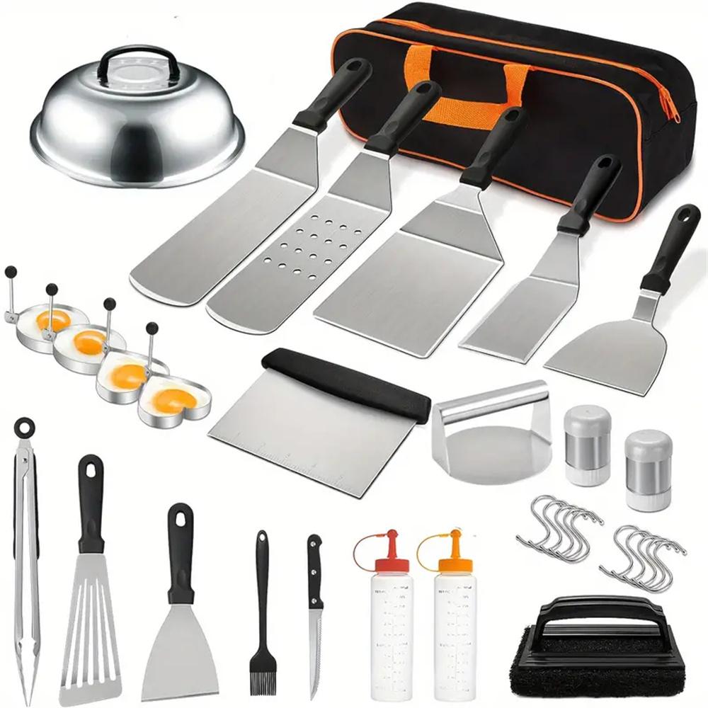 Camping Cooking Set Large - 33종 플랫탑 그리들 액세서리 키트, 고강도