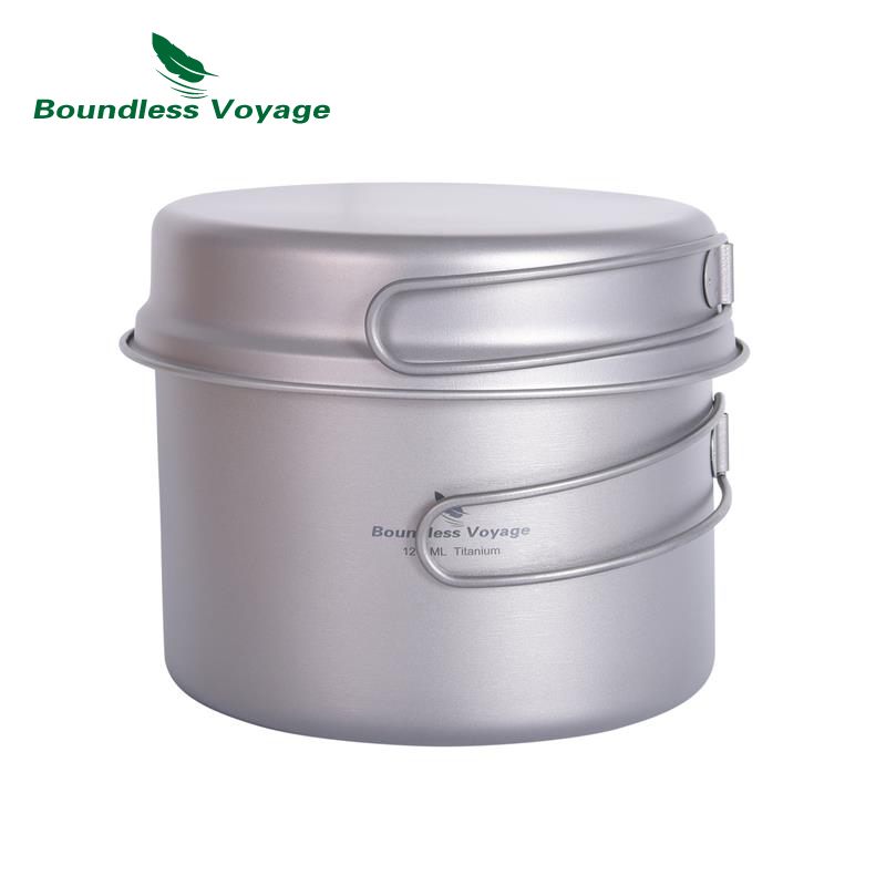 Camping Cooking Set Large - Boundless Voyage 티타늄 냄비 및 프라이팬