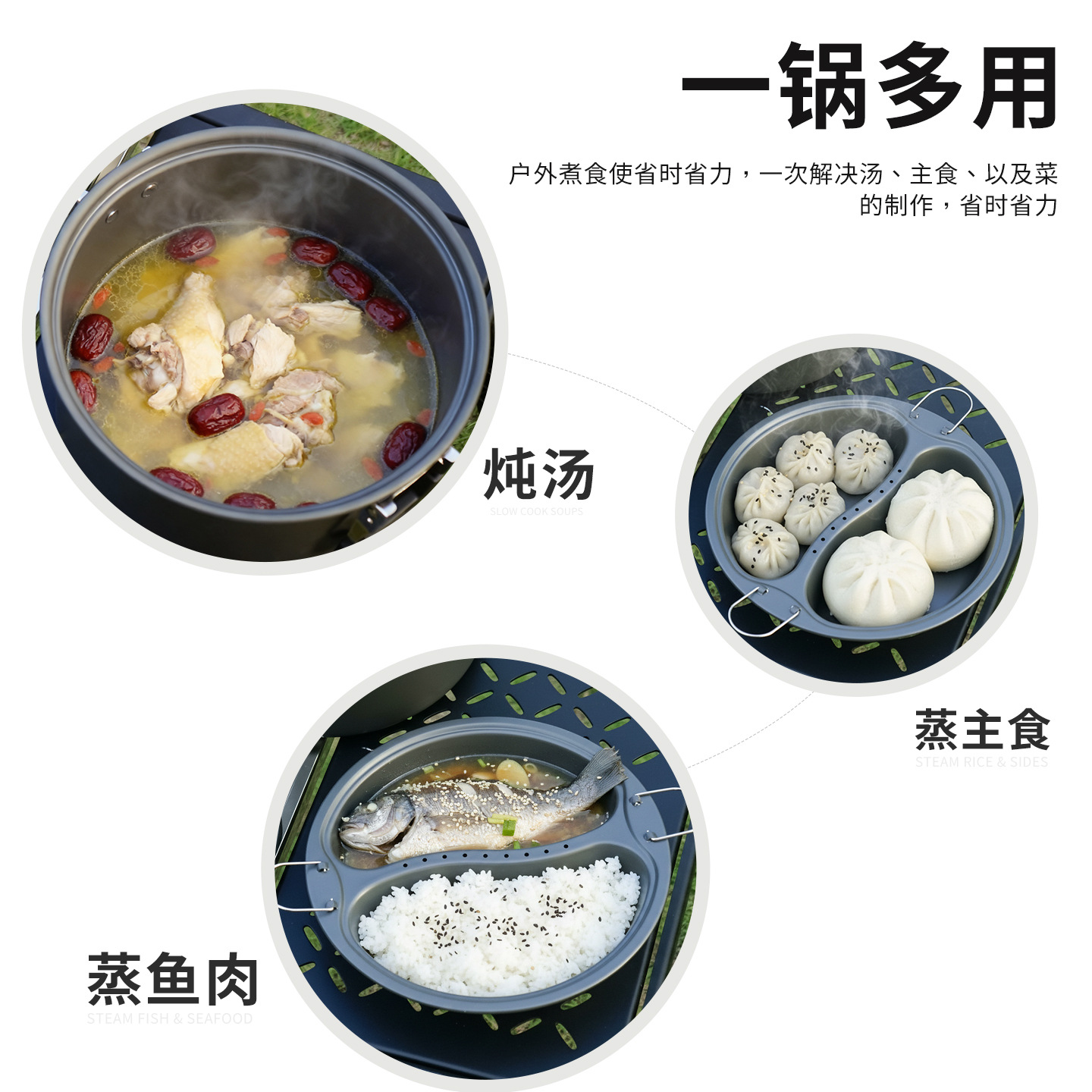 6.5L 대용량 만다린 덕 스팀 및 조리 냄비 세트,  - Camping Cooking Set Large 리뷰 및 가격