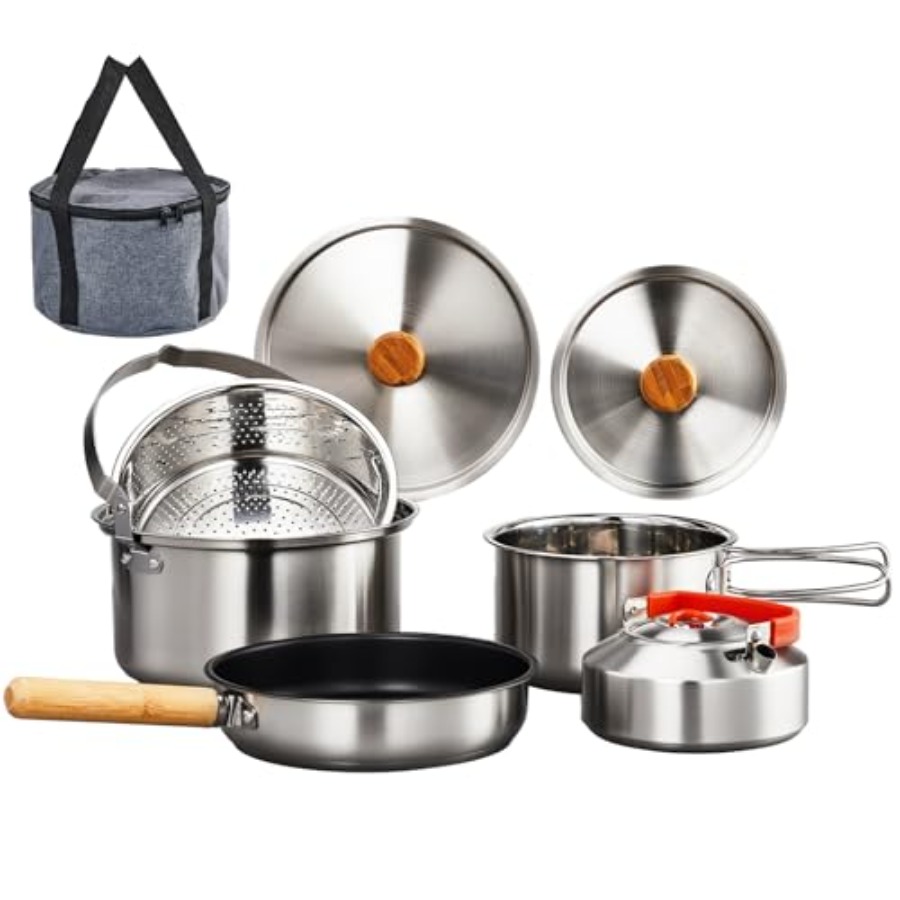 캠핑 조리기구 세트, 4~6인용 캠프파이어 요리를 위한 - Camping Cooking Set With Bag 리뷰 및 가격