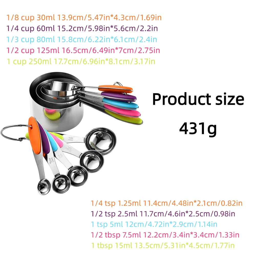 5/10Pcs 스테인레스 스틸 측정 컵과 숟가락 세트  - Camping Cooking Tool Set 리뷰 및 가격