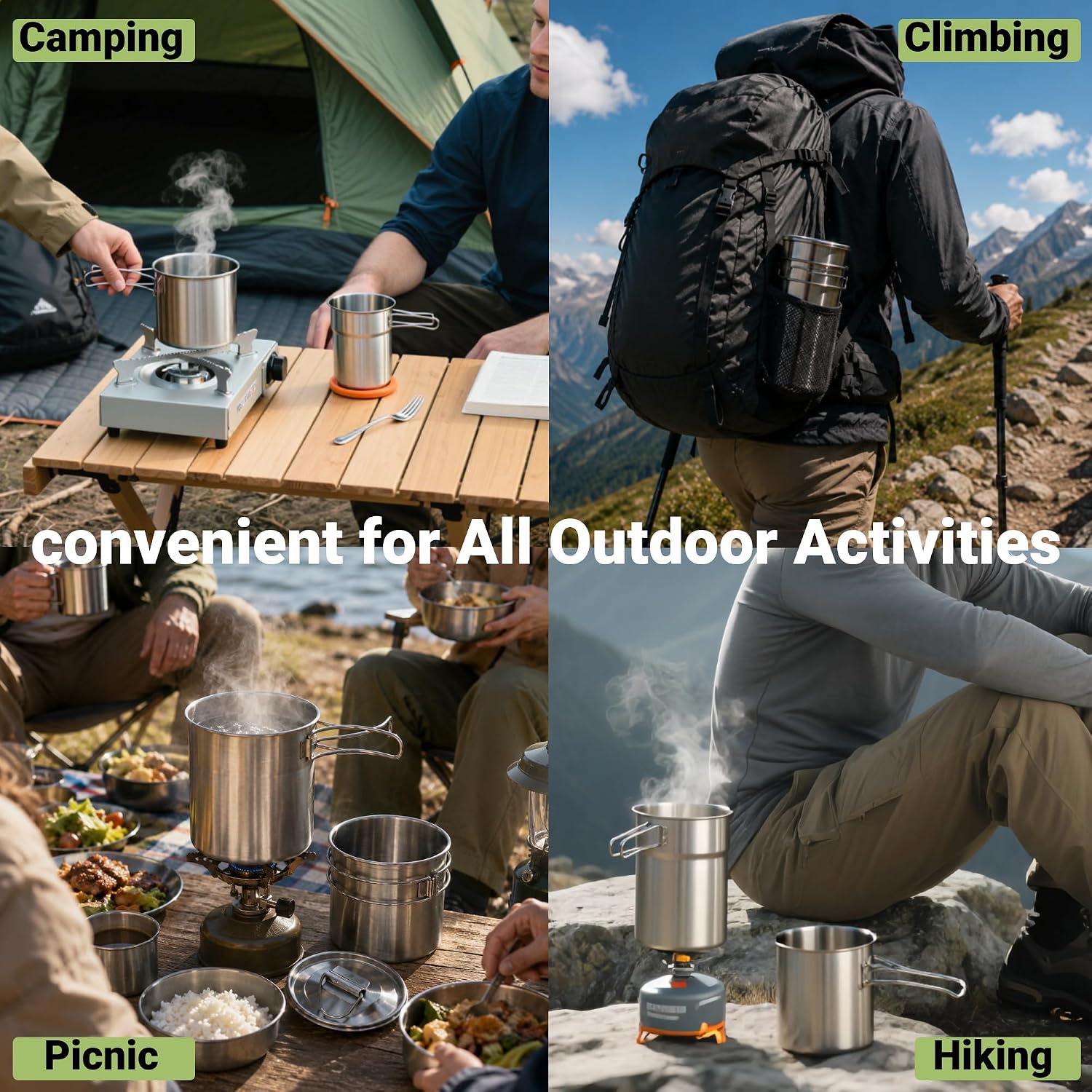 접이식 캠핑컵 머그컵 캠핑 냄비 조리기구 304 식품  - Camping Cooking Pot Set 리뷰 및 가격
