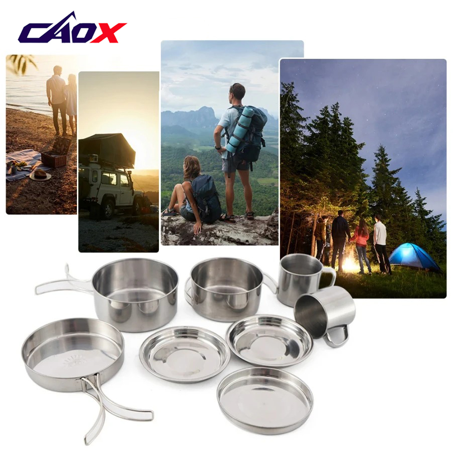 CAOX 8종 캠핑 조리기구 세트 스테인리스 스틸 냄비 - Camping Cooking Set Large 리뷰 및 가격