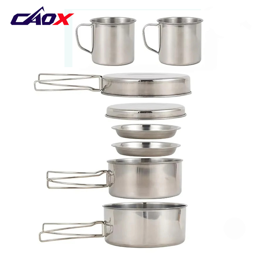 CAOX 8종 캠핑 조리기구 세트 스테인리스 스틸 냄비 - Camping Cooking Set Large 리뷰 및 가격
