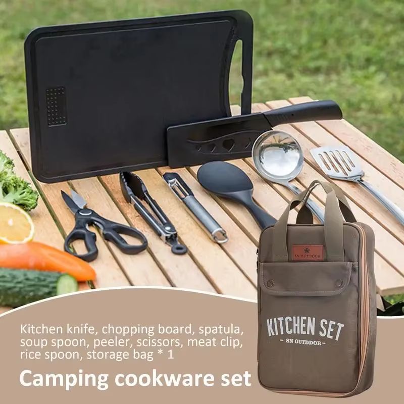 8pcs 캠핑 주방 조리기구 세트 휴대용 가방 야외 여 - Camping Cooking And Dining Set 리뷰 및 가격