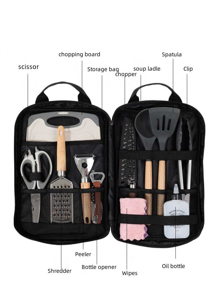 캠핑 조리기구 액세서리 세트, 12종 휴대용 조리기구  - Camping Cooking Set With Bag 리뷰 및 가격
