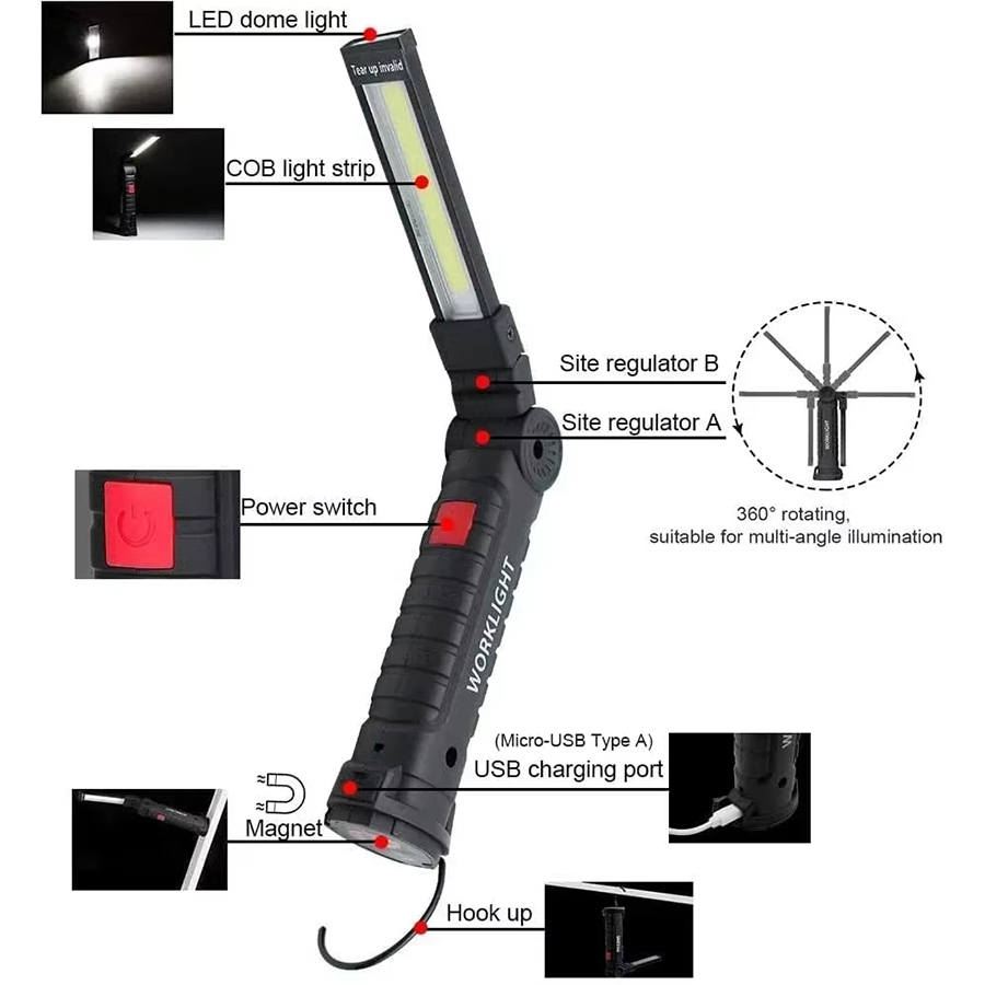 마그네틱 후크가있는 휴대용 LED 손전등 야외 수리 작 - Camping Cooking Portable 리뷰 및 가격
