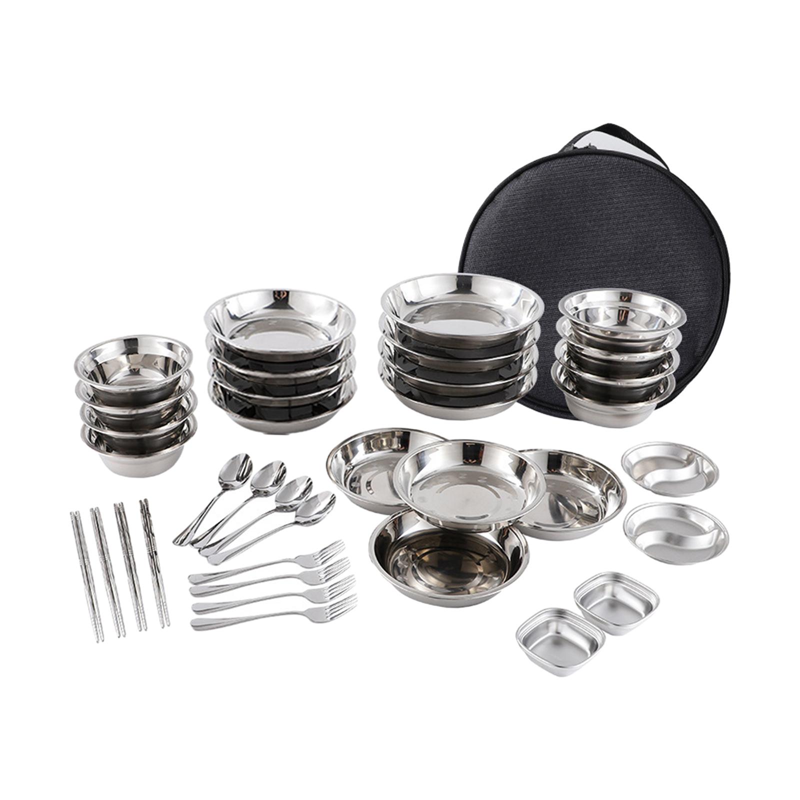 스테인레스 스틸 플레이트 및 그릇 캠핑 세트, 캠핑 용 - Camping Cooking Tool Set 리뷰 및 가격