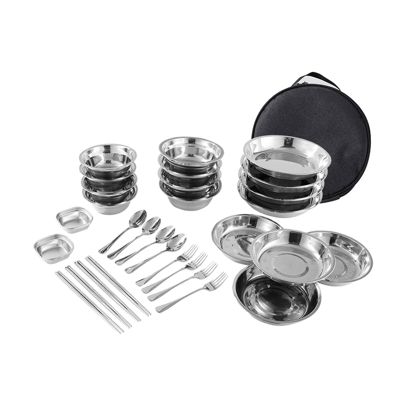 스테인레스 스틸 플레이트 및 그릇 캠핑 세트, 캠핑 용 - Camping Cooking Tool Set 리뷰 및 가격