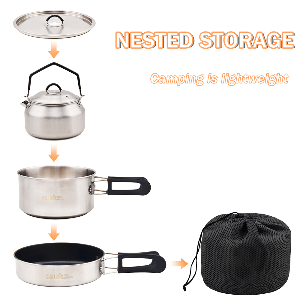 캠핑 조리기구 세트 휴대용 304 스테인리스 스틸 조리 - Camping Cooking Set Large 리뷰 및 가격