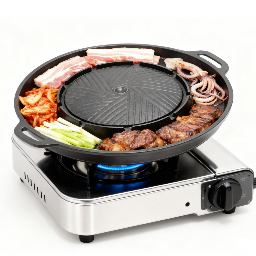 코선 한국식 바베큐 그릴 팬 2 in 1 원형 바베큐  - Camping Cooking Portable 리뷰 및 가격