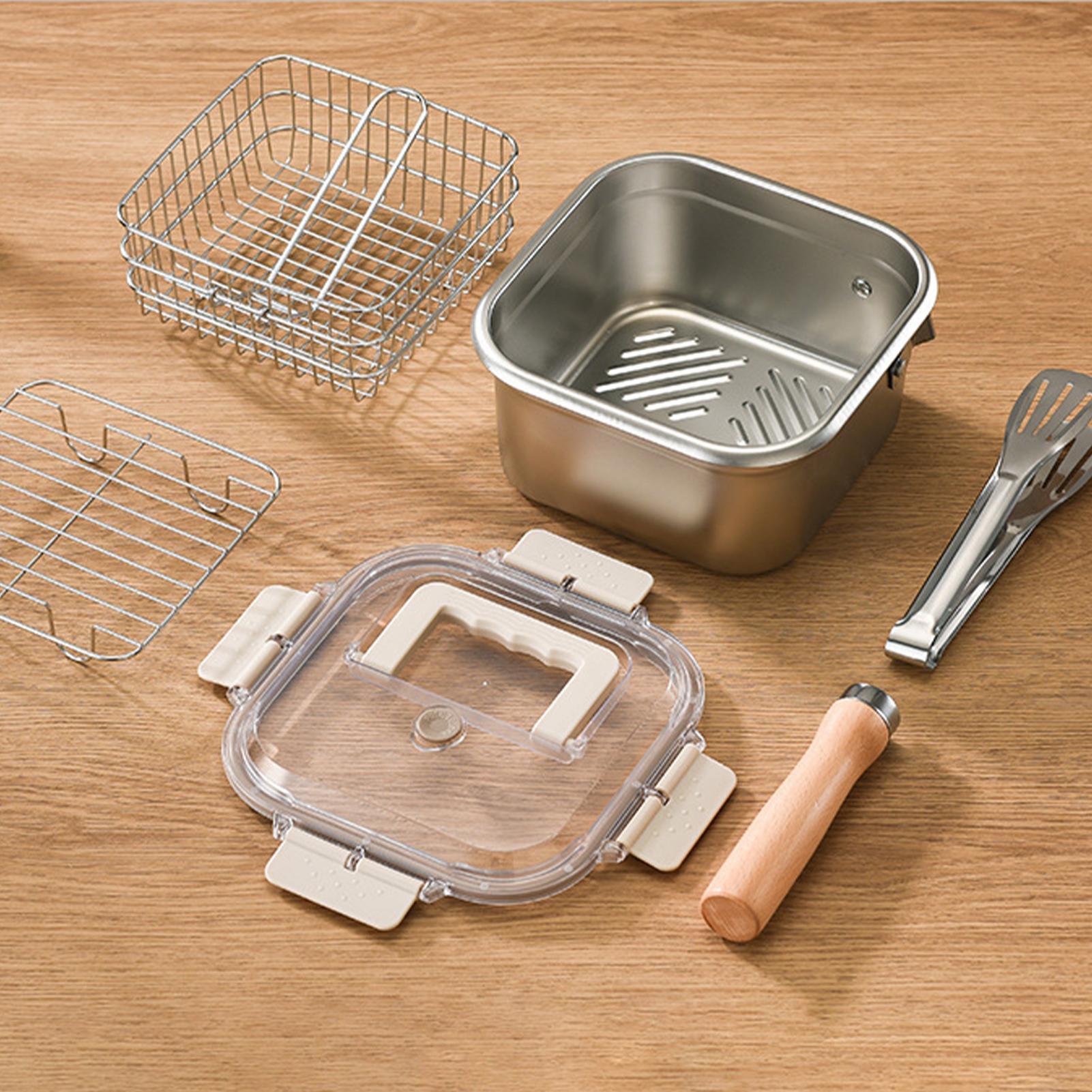 딥 프라이어 팬 세트 사각 캠핑용 냄비 대형 스테인리스 - Camping Cooking Set Large 리뷰 및 가격