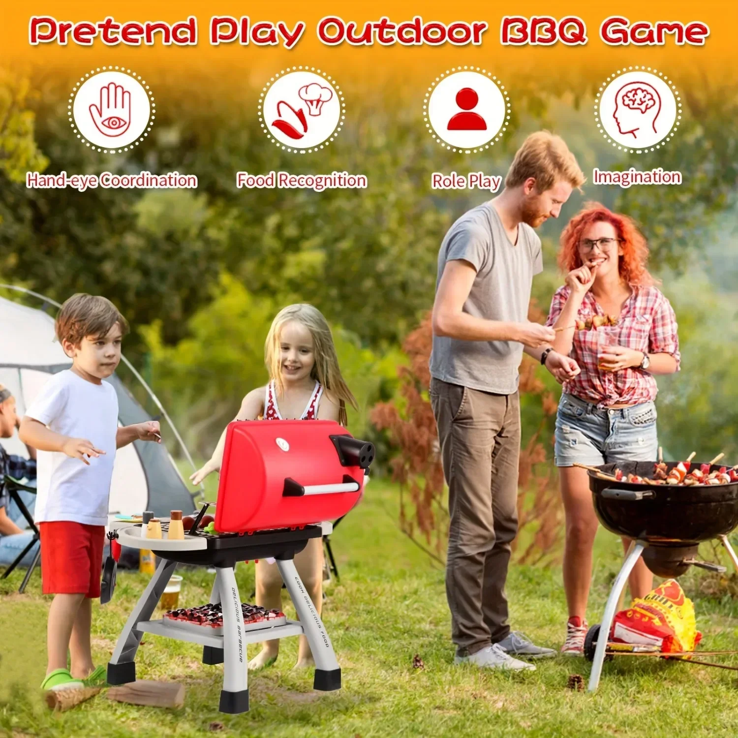 바베큐 그릴 장난감 세트 어린이 바베큐 척 연기 소리  - Camping Cooking With Kids 리뷰 및 가격