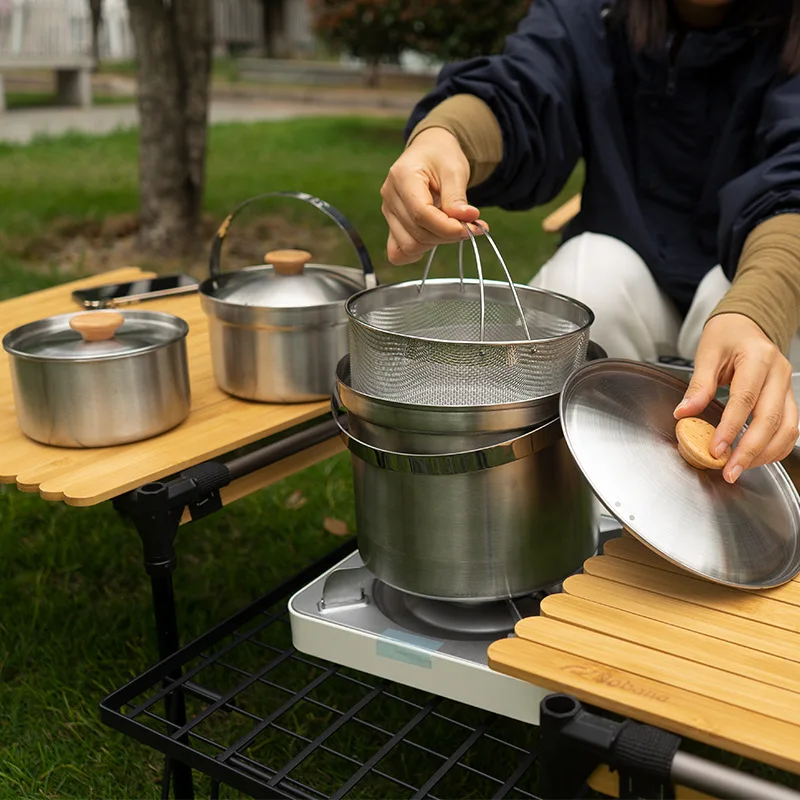 2026 새로운 야외 스테인레스 스틸 냄비 세트 캠핑  - Camping Cooking Set With Bag 리뷰 및 가격