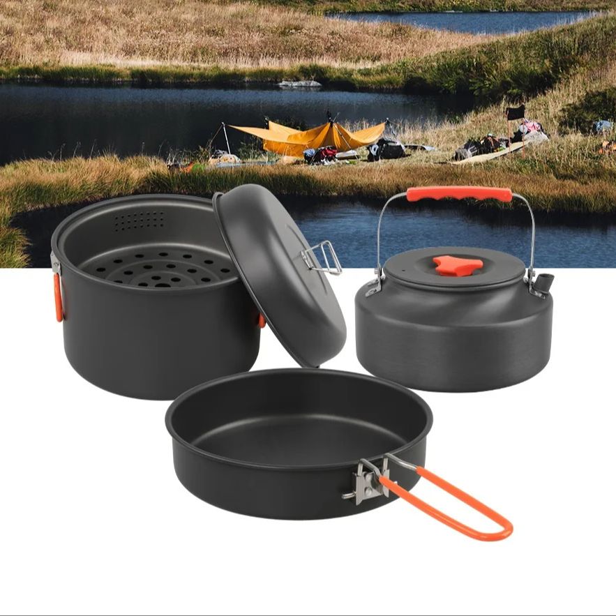 야외 조리기구 세트, 캠핑 요리 냄비 주전자, 스티머  - Camping Cooking Pot Set 리뷰 및 가격