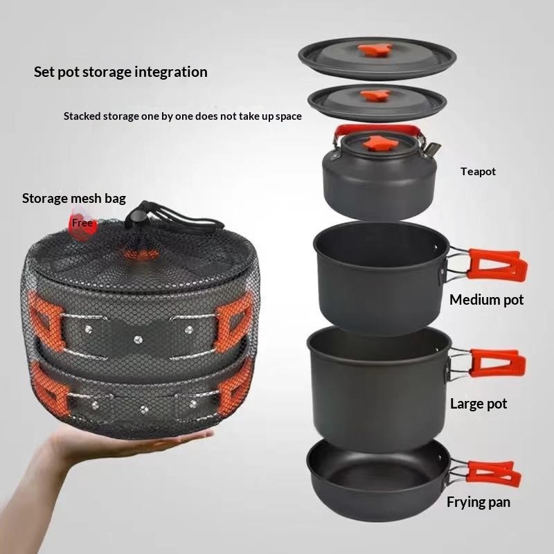 휴대용 알루미늄 캠핑 조리기구 세트, 가벼운 야외 요리 - Camping Cooking Set Large 리뷰 및 가격