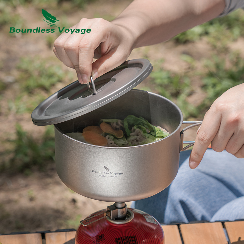 Boundless Voyage 티타늄 캠핑 냄비, 뚜껑 - Camping Cooking Pot Set 리뷰 및 가격