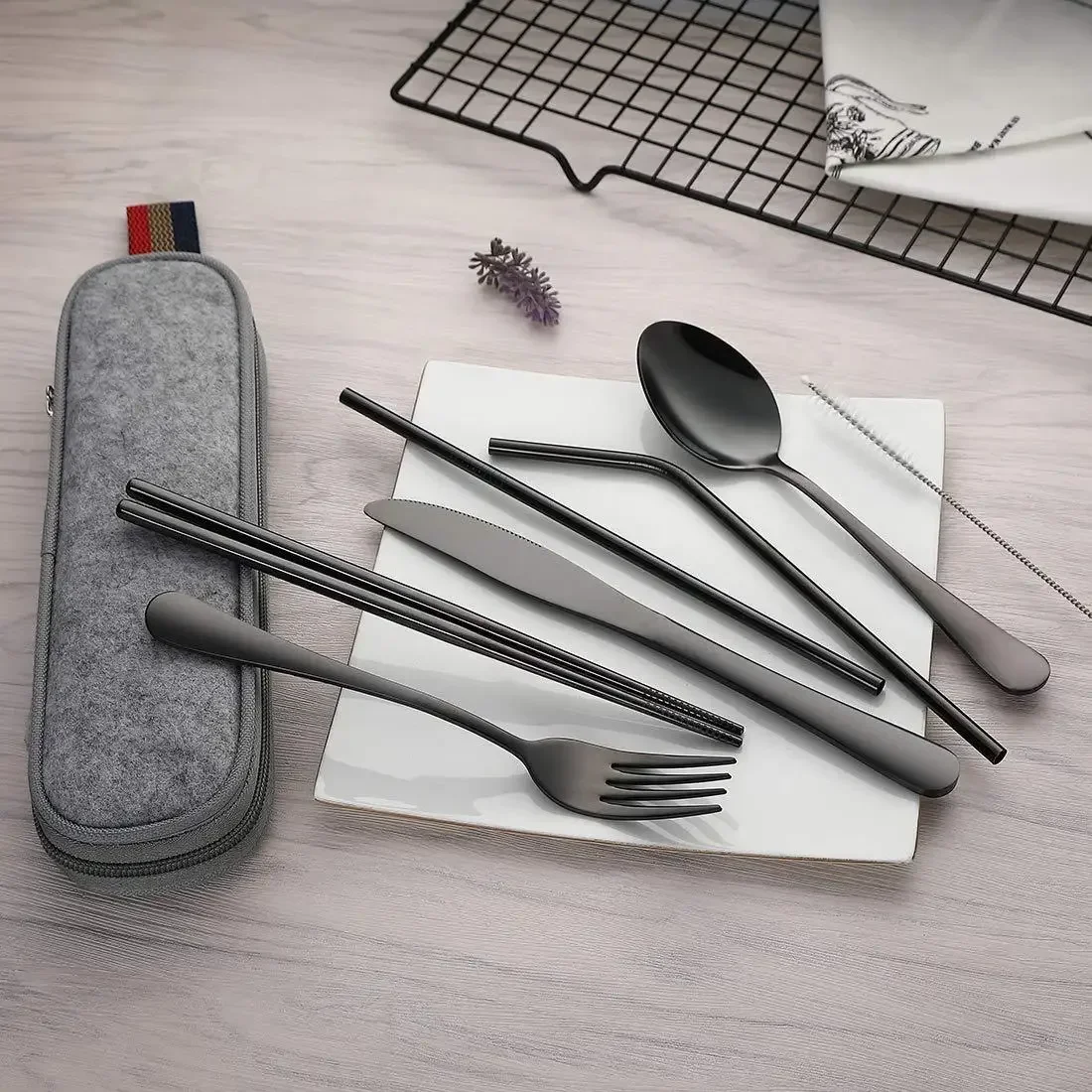 재사용 가능한 여행 커트레이 식기 세트, 스테인레스 스 - Camping Cooking Cutlery Set 리뷰 및 가격