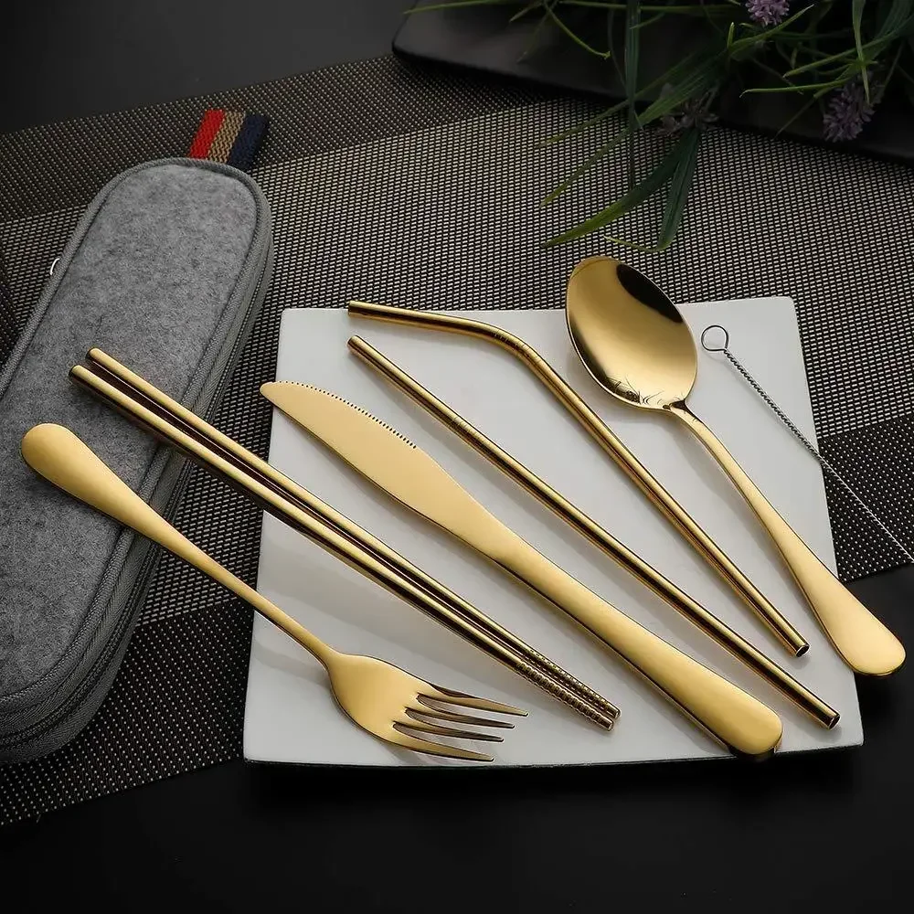 재사용 가능한 여행 커트레이 식기 세트, 스테인레스 스 - Camping Cooking Cutlery Set 리뷰 및 가격