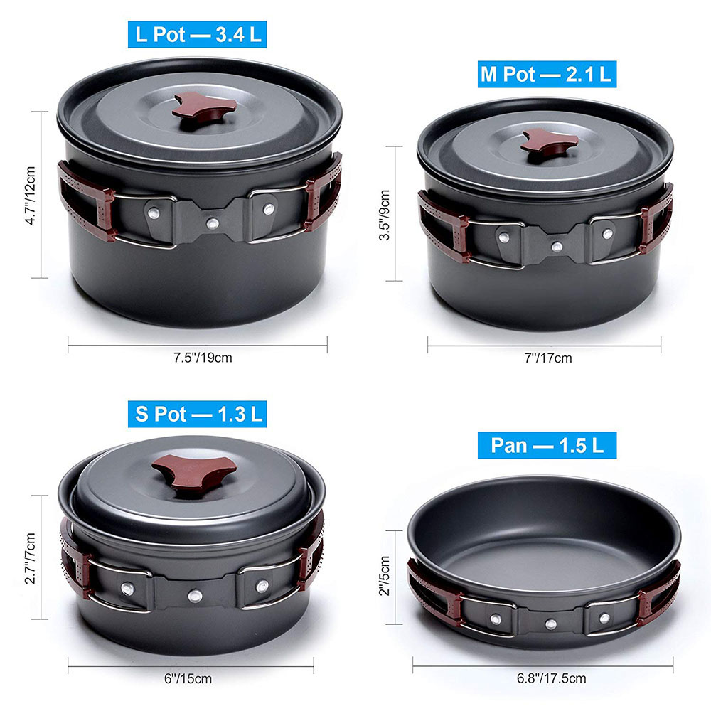 야외 캠핑 조리기구 키트, 논스틱 캠핑 팬, 경량 요리 - Camping Cooking Pot Set 리뷰 및 가격